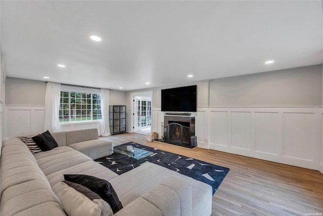 living room featuring light hardwood / wood-style floors