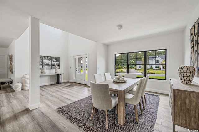 dining space featuring light hardwood / wood-style floors