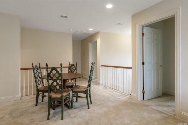 view of carpeted dining room