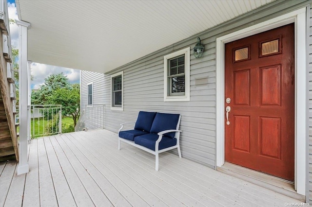 deck featuring a porch