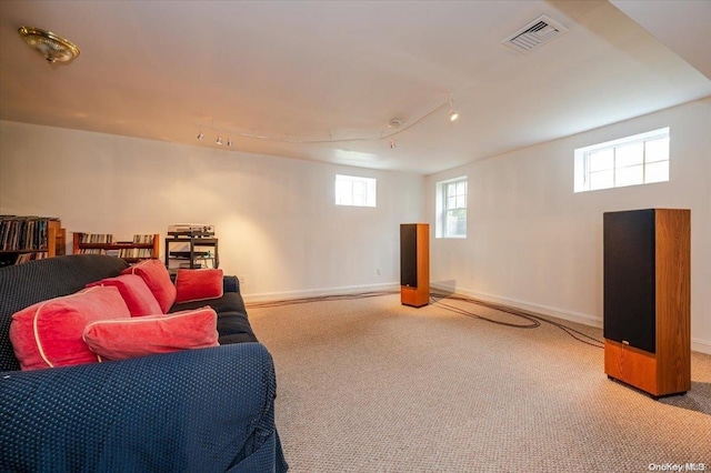 interior space with light colored carpet