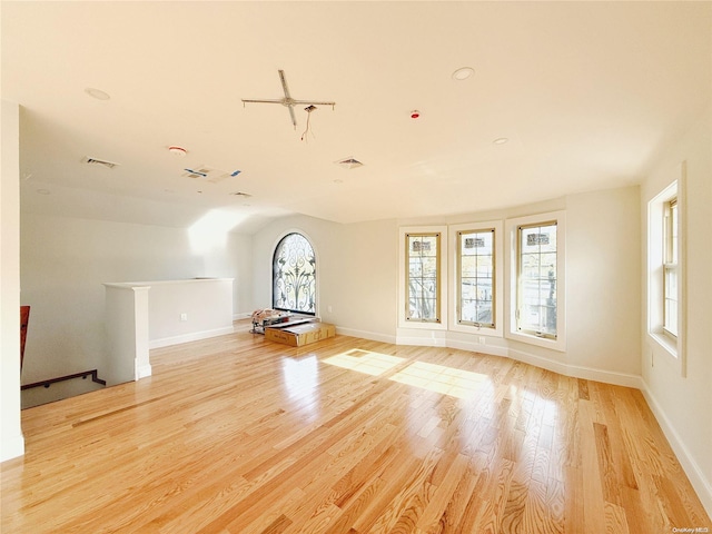 unfurnished living room with light hardwood / wood-style flooring