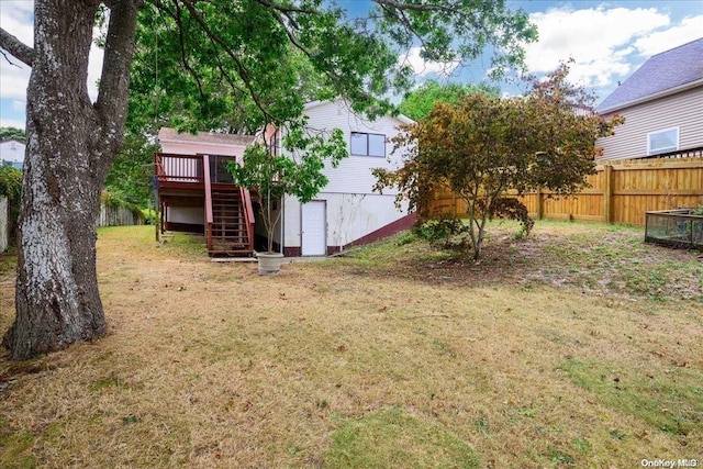 view of yard featuring a deck