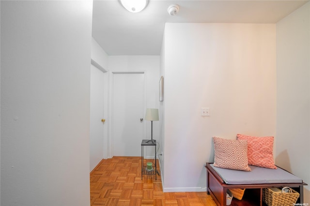 hallway with light parquet floors