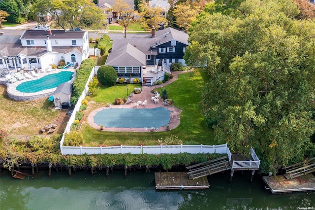 bird's eye view featuring a water view