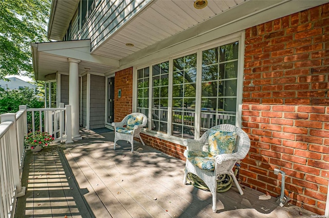 deck featuring a porch