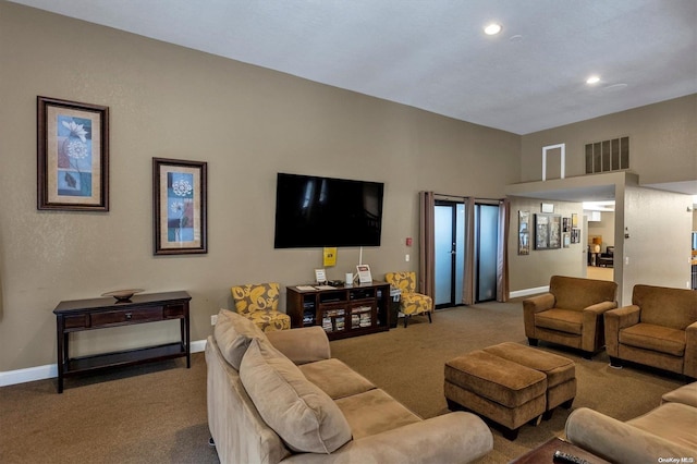 living room featuring carpet flooring