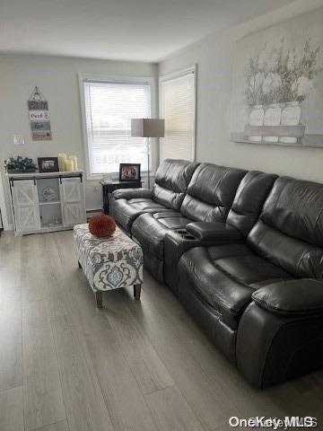 living room with light hardwood / wood-style flooring