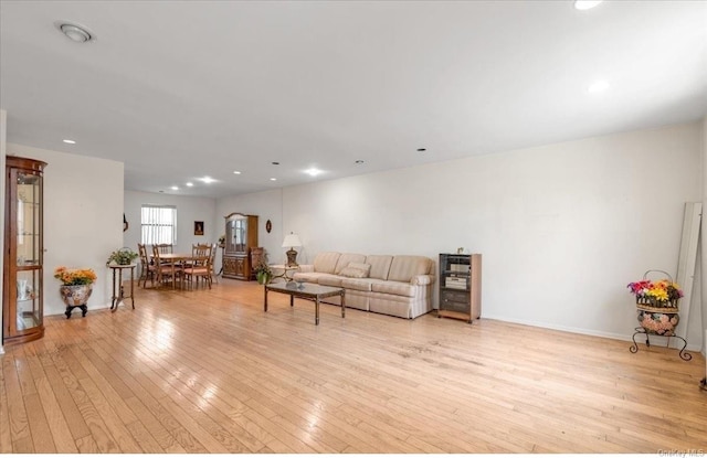 living room with light wood-type flooring