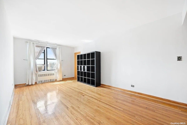 bonus room featuring radiator heating unit and light hardwood / wood-style floors