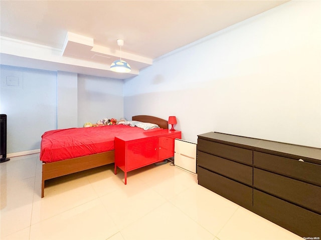 bedroom with tile patterned floors