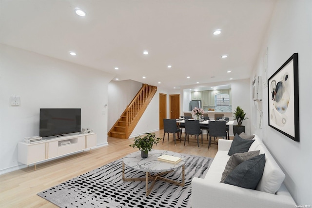 living room with light wood-type flooring