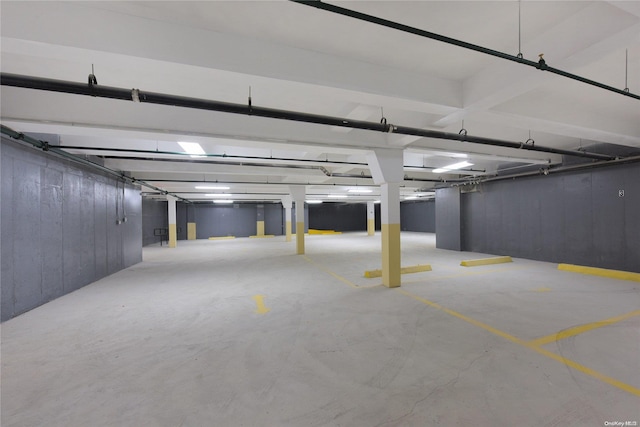 garage with wooden walls