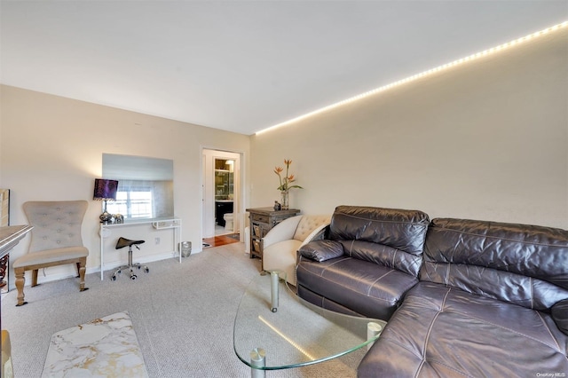 living room with carpet floors