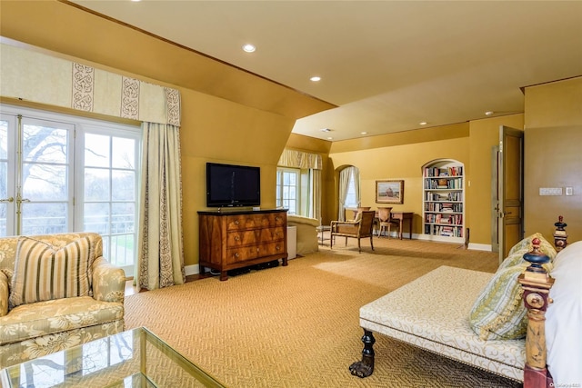 living room with carpet floors