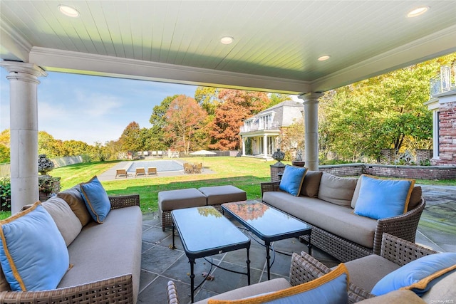 view of patio with an outdoor living space