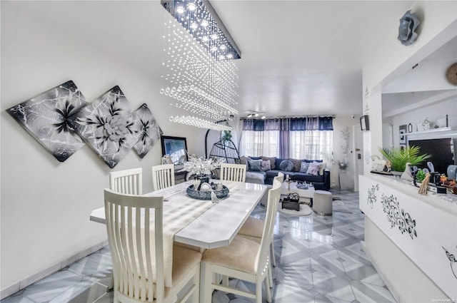 dining room with an inviting chandelier