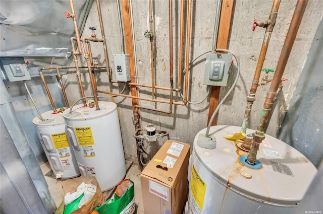 utility room featuring electric water heater and water heater