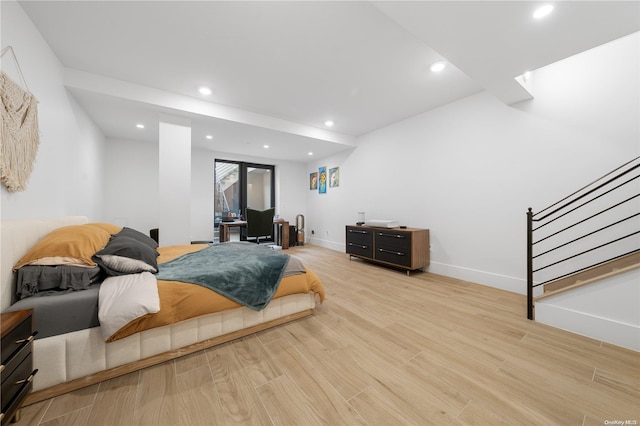 bedroom featuring light hardwood / wood-style floors