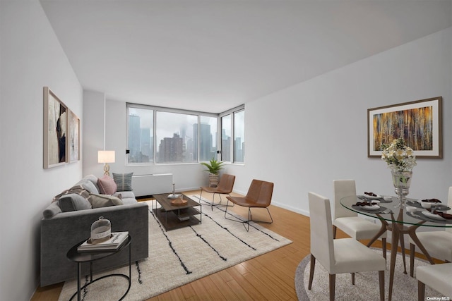 living room featuring light hardwood / wood-style flooring