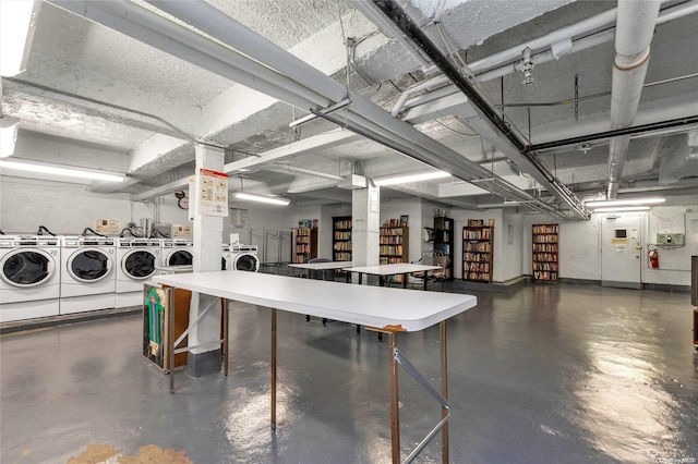 interior space with washing machine and clothes dryer