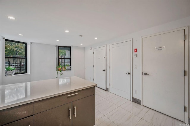 kitchen featuring dark brown cabinetry and plenty of natural light