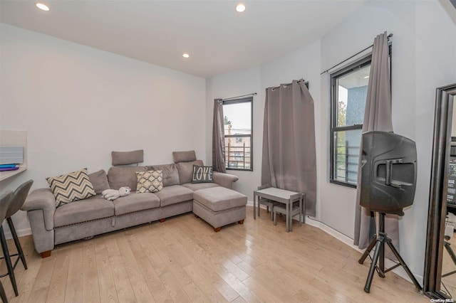 living room featuring light hardwood / wood-style flooring