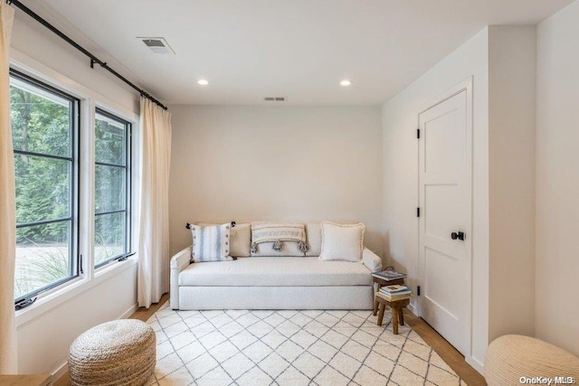 living area featuring light wood-type flooring