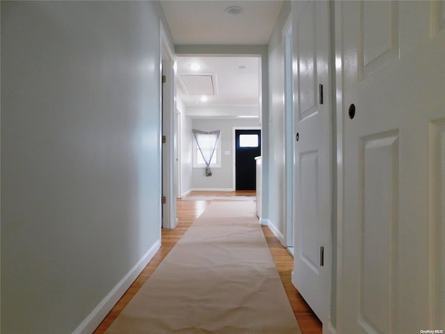 hall featuring light hardwood / wood-style floors