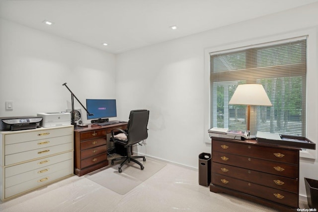 view of carpeted office space