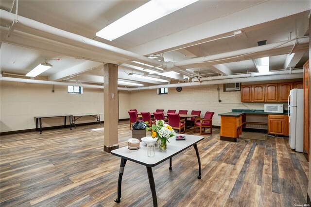 interior space with dark hardwood / wood-style flooring