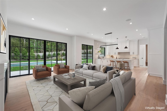 living room featuring light hardwood / wood-style flooring