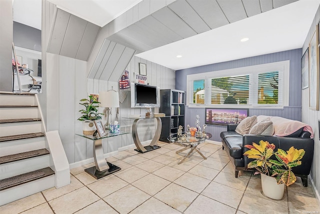 view of tiled living room