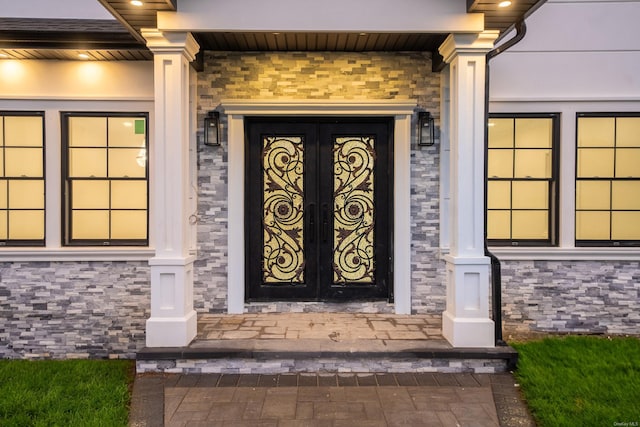 12 Hoover Ln, Bethpage, NY 11714 - entrance to property featuring stone siding