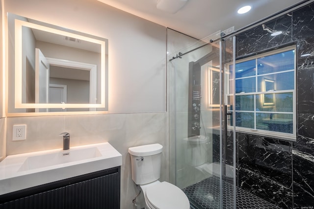 12 Hoover Ln, Bethpage, NY 11714 - full bath featuring tile walls, a stall shower, and vanity