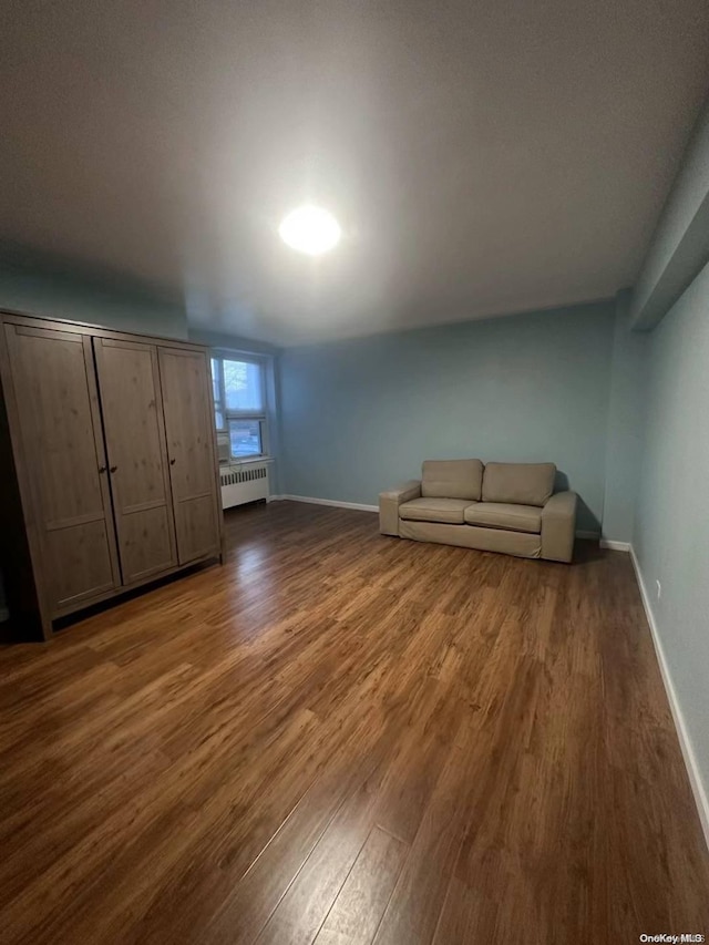 bonus room featuring radiator heating unit and dark wood-type flooring