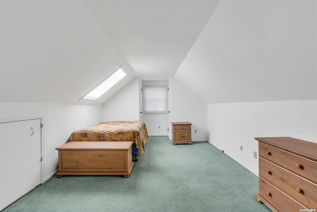 21 Fern Ter, West Babylon, NY 11704 - carpeted bedroom with a skylight and vaulted ceiling