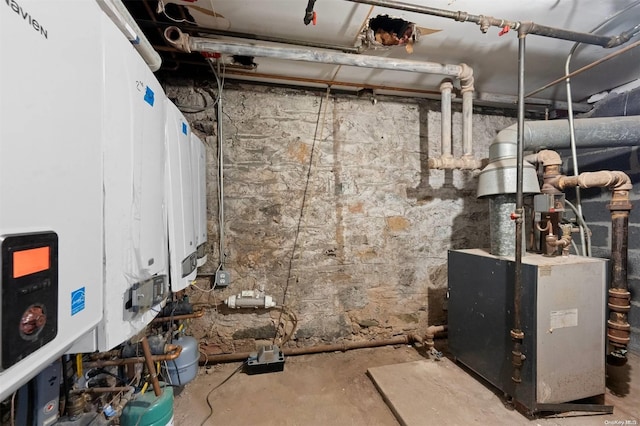 utility room with water heater