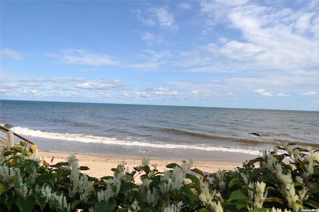 view of water feature with a view of the beach