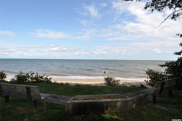 view of water feature featuring a beach view