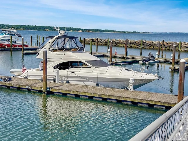 dock area featuring a water view