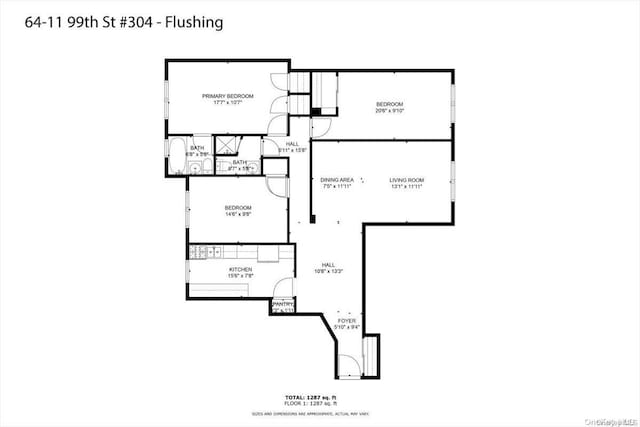 64-11 99th St Unit 304, Rego Park, NY 11374 - view of floor plan / room layout