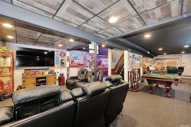 11A Sunken Meadow Rd Unit A, Northport, NY 11768 - recreation room featuring carpet flooring and billiards table