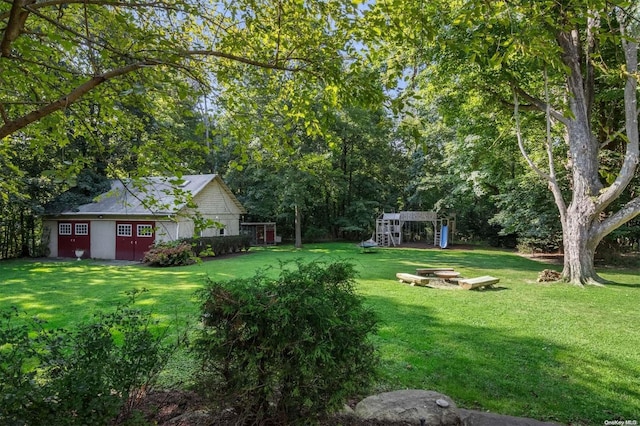 view of yard with a playground