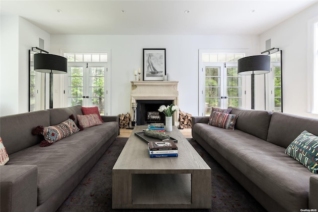 living room with french doors