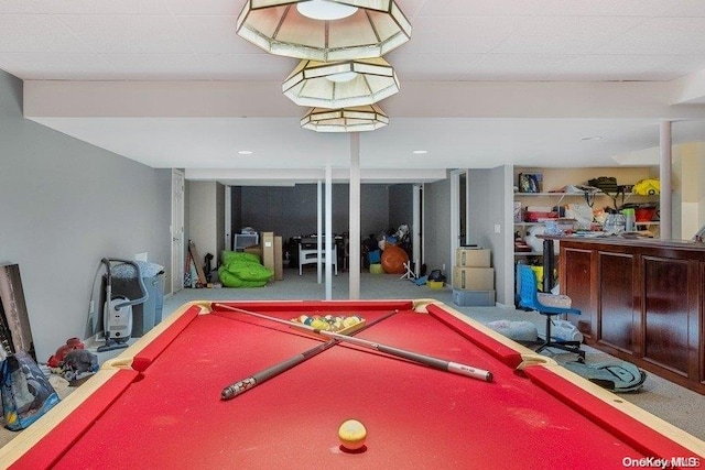 recreation room with pool table