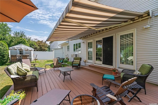 deck with outdoor lounge area