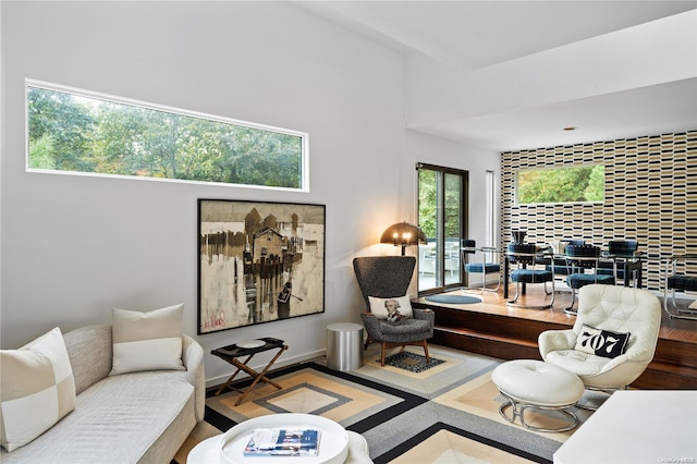 living room with hardwood / wood-style flooring