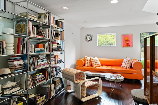 living area featuring hardwood / wood-style flooring