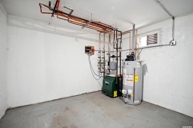 utility room with water heater